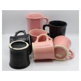 Vintage USA Pottery Black & Pink Mugs (7)