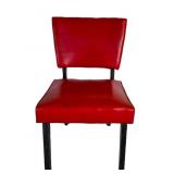 Mid-Century MCM Chair Red Faux Leather & Hobnail