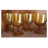 Amber Glass Oversized Wine Goblets (4)