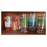 Group of Colorful Vintage Glass Tumblers