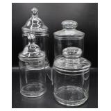 Set of 4 Glass Lidded Apothecary Canisters