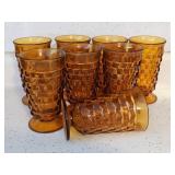 Whitehall Amber Glass Cubist Tumblers (8)