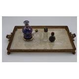 Brass & Glass Vanity Tray & Perfume Bottles