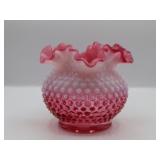 Fenton Cranberry Hobnail Ruffle Vase