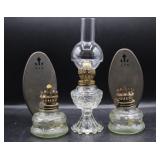 3 Mini Glass Oil Lamps