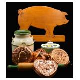 Copper Molds, Pig Cut-Out, Rolling Pin & Canisters