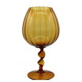 Empoli Amber Hand Blown Glass Twist Stem Goblet