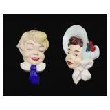 Vintage Chalkware Figural Faces Wall Art