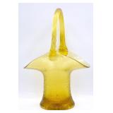 Vintage Amber Glass Orange Peel Basket