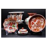 Asian-style Porcelain Planter, Vase & Trinket Dish