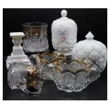 Westmoreland Milk Glass & Gold Rim Glasses