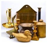 Brass Canister, Wall Pocket, Goose, Spittoon +