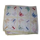 Hand / Machine Sewn Butterfly Applique Quilt