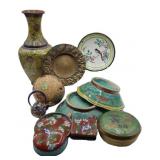 Chinese Brass & Enamel Pieces
