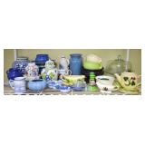 Group of Asian-style Ceramics, Vases, Cake Stand