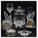 Crystal Cookie Jar, Votives, Stemware, Clock +