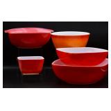 Pyrex Red Mixing Bowls & Covered Casserole