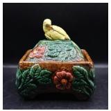 Majolica Pottery Style Lidded Dish
