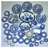 Blue & White Porcelain Willow Ware Dishes