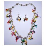 Vintage Mexican Wedding Necklace w/ Carved Birds