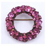 Vintage Warner Pink Rhinestone Brooch