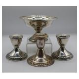 Weighted Sterling Bowl & Candlesticks