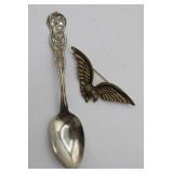 Eagle Brooch & 1915 WM Rogers USA Spoon