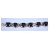 1.46oz Sterling Silver Carved Onyx Bracelet