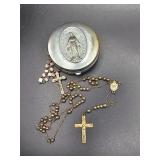 Sterling Silver Rosary, Beaded Rosary & Case