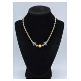 Glass Bead & Faux Pearl Necklace w/ 14k Clasp