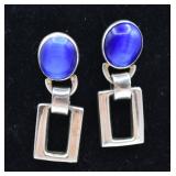 9.6g Sterling Silver Blue Stone Earrings