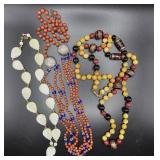 MOP, Stone & Art Glass Beaded Necklaces