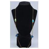 14k Gold-Fill Dichroic Art Glass Bead Necklace