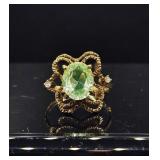 10K Gold Uranium Glass Ring Sz 7