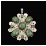 Mexico 925 Sterling & Jasper Stone Pendant