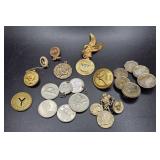 Vintage Coins, Pins & Clip Ons