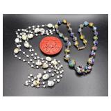 Art Glass Necklaces & Cinnabar Bead