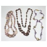 Beaded Stone, Rhinestone and Cloisonne Necklaces