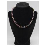 Faux Peacock Pearl Necklace w/ 14k Gold Clasp