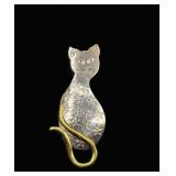 Sterling 925 Cat Brooch