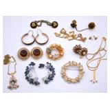 Costume Jewelry Brooches, Necklaces, Coat Buttons+