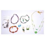 Group of Glass Bead Earrings, Bracelets, Necklace