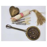 Vintage Brass Box, Mirror & Travel Groom Kit