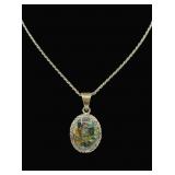 Sterling 925 Silver Cabochon Pendant Necklace