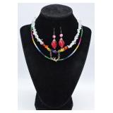 Crystal Bead  Necklaces & .925 Glass Bead Earrings