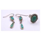 9.3g Sterling Silver Turquoise Ring & Earrings