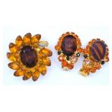 Antique Rhinestone Earrings & Brooch