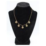 Antique Gold-Fill Blue Rhinestone Necklace