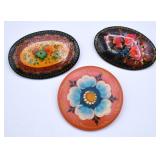 Vintage Hand Painted Floral Brooches