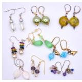 Glass Bead & Faux Pearl Dangle Earrings